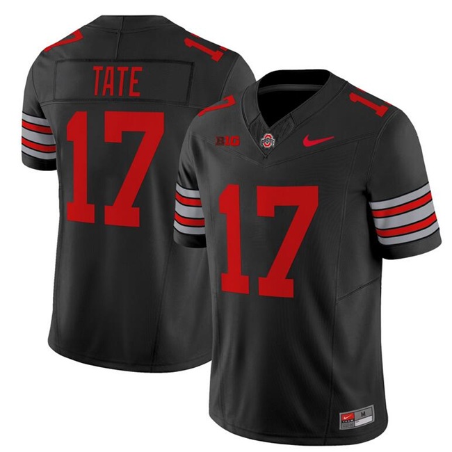 Men's Ohio State Buckeyes #17 Carnell Tate Black 2025/26 F.U.S.E. 'Heritage Stripe' Vapor Limited Stitched Jersey